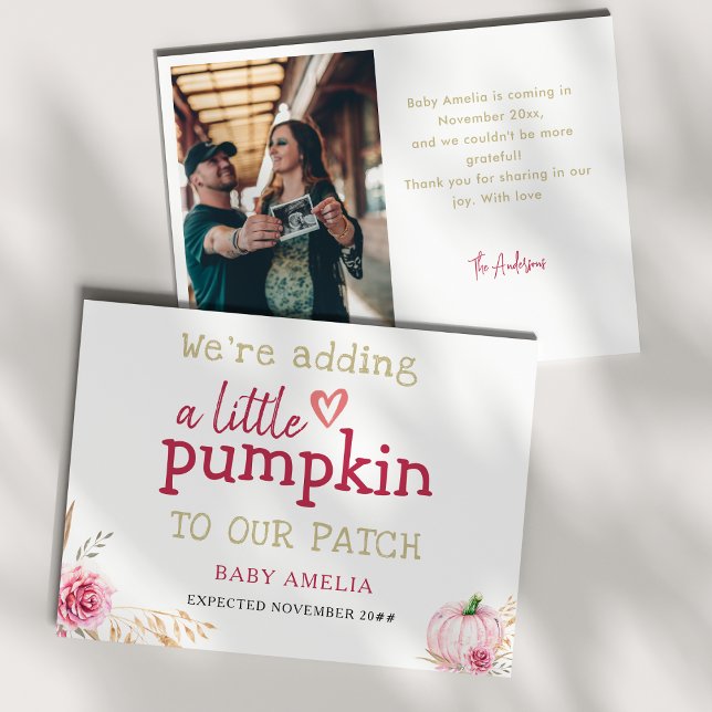 Fall Boho Thanksgiving Pumpkin Baby Announcement Meddelande (Skapare uppladdad)