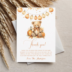 Fall boho Watercolor Bear Baby Shower Tack Kort