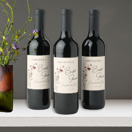 Fall Boho WildblomMöhippa Vinflaska Etikett