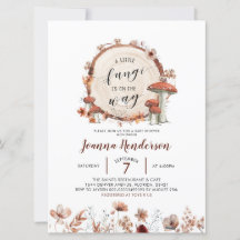 Fall Boho Woodland Fungi Baby Shower-inbjudan