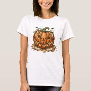 Fall Bok Pumpkin Retro Reading Librarians Lärare T Shirt