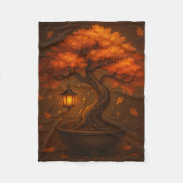 Fall Bonsai Träd Blanket - Rustic Säsong Decor Fleecefilt