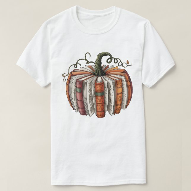 Fall Book Pumpkin, Cozy Autumn Reading T Shirt (Design framsida)