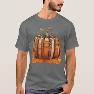 Fall Book Pumpkin Retro Reading Teacher Books Love T Shirt