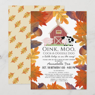 Fall Boskap Barnyard Drive by Baby Shower Inbjudningar