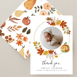 Fall Botanicals Pumpkin Baby Shower Photo Tack Kort