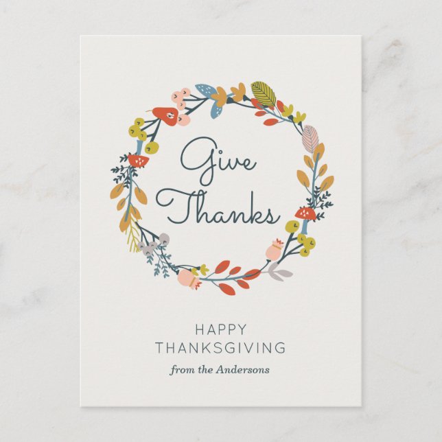 Fall Botanisk Thanksgiving Helg Vykort (Framsida)