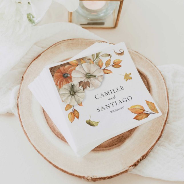 Fall Botaniskt Bröllop Personlig Pappersservett (Fall Botanical Wedding Personalized Wedding Paper Napkins)