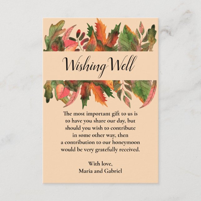 Fall Botaniskt Wishing Wishing WWWland bröllop Tilläggskort (Framsida)