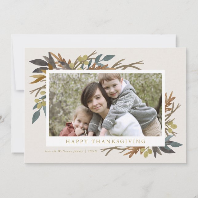 Fall Bouquet-fotokort för Thanksgiving Inbjudningar (Framsida)