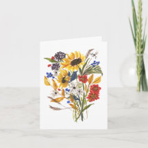 Fall Bouquet Harvest Autumn Notecard Sunblommor