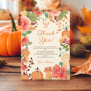 Fall Bow Boho pumkin blommigt-grädddusch för barn Tack Kort
