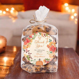 Fall Bow Boho-pumpen blommigt tack för barnduschen Runt Klistermärke