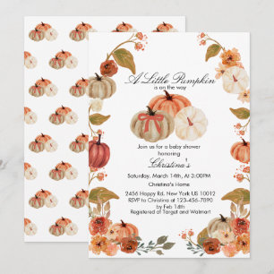 Fall Bow Boho Pumpkin Babyduschen Inbjudningar