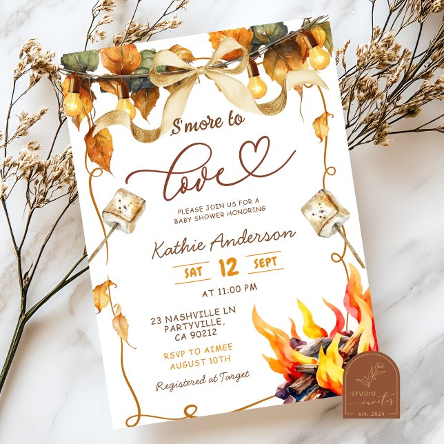 Fall Bow Coquette s'more att älska baby shower  Inbjudningar (Skapare uppladdad)