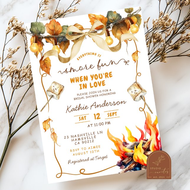 Fall Bow Coquette s'more bridal shower invitation Inbjudningar (Skapare uppladdad)