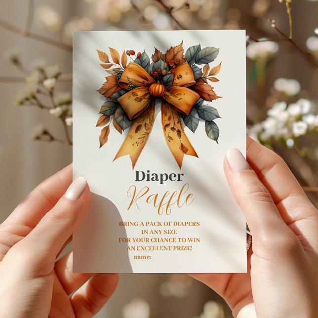 Fall Bow Girl Baby Shower Raffle Diapper Tilläggskort (Skapare uppladdad)