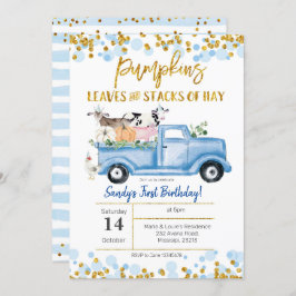 Fall Boy Farm Blue Pumpkin Lastbil Birthday Inbjudningar