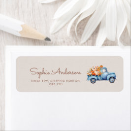 Fall Boy Shower Blue Pumpkin Lastbil Returadress Etikett