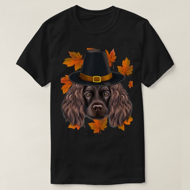 Fall Boykin Spaniel Pilgrim Thanksgiving  T Shirt (Design framsida)