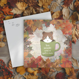Fall Break Cat Flat Helgdag Card Julkort
