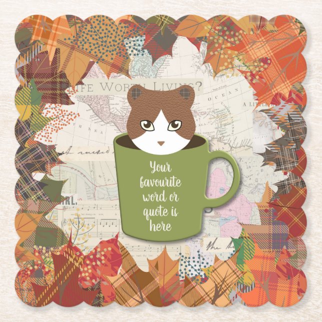 Fall Break Cat Underlägg Papper (Framsida)