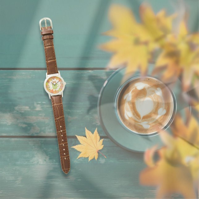 Fall Break Cat Watch Armbandsur (A Fall Break Cat Watch is on the table outside. )