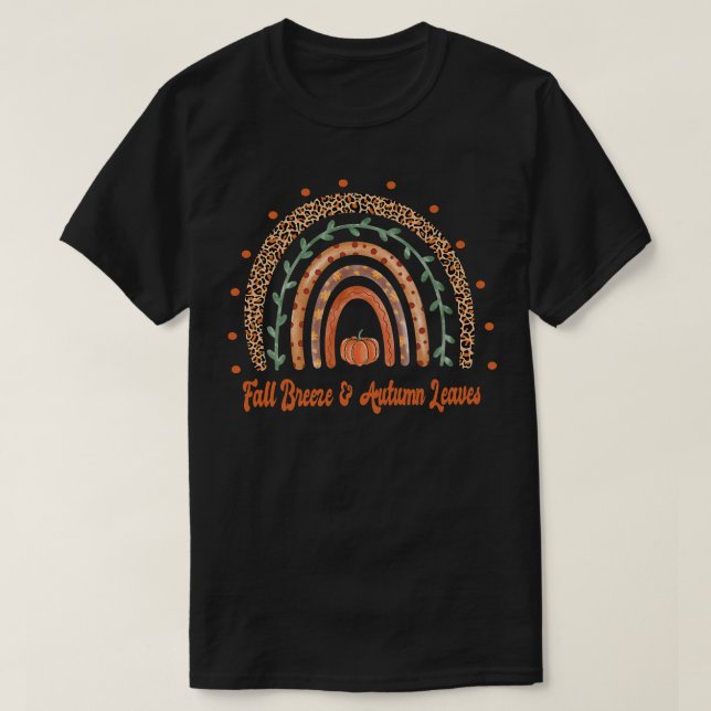 Fall Breeze & Autumn LeavesFall Autumn Boho Rainbo T Shirt (Design framsida)