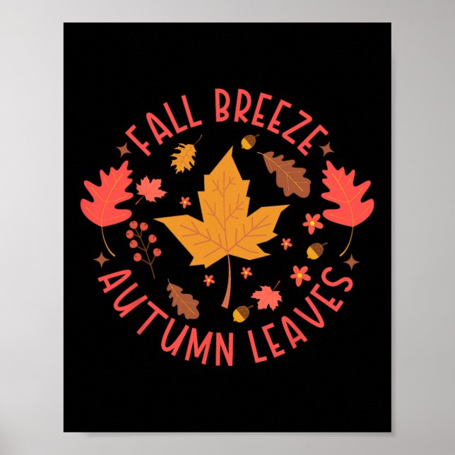 Fall Breeze Höst löv Cute Maple Löv för Wome Poster (Framsidan)