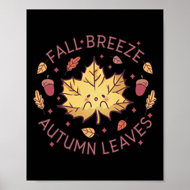Fall Breeze Höst löv Maple Löv Poster (Framsidan)