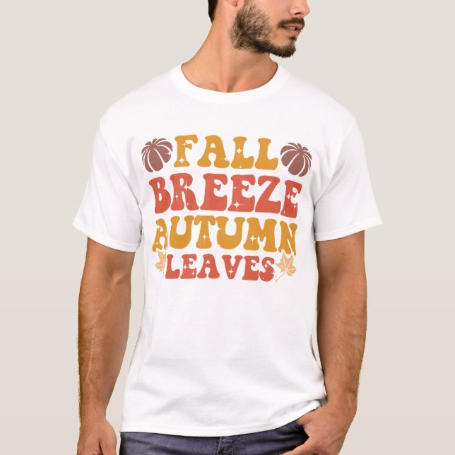 Fall Breeze Höst löv Pumpkin Halloween Groovy T Shirt (Framsida)