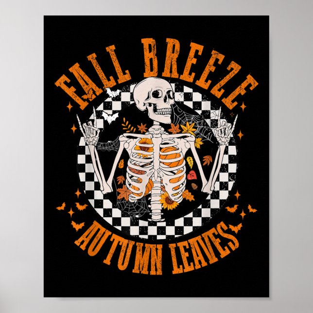 Fall Breeze Höst löv Skeleton Flower Thanksgi Poster (Framsidan)