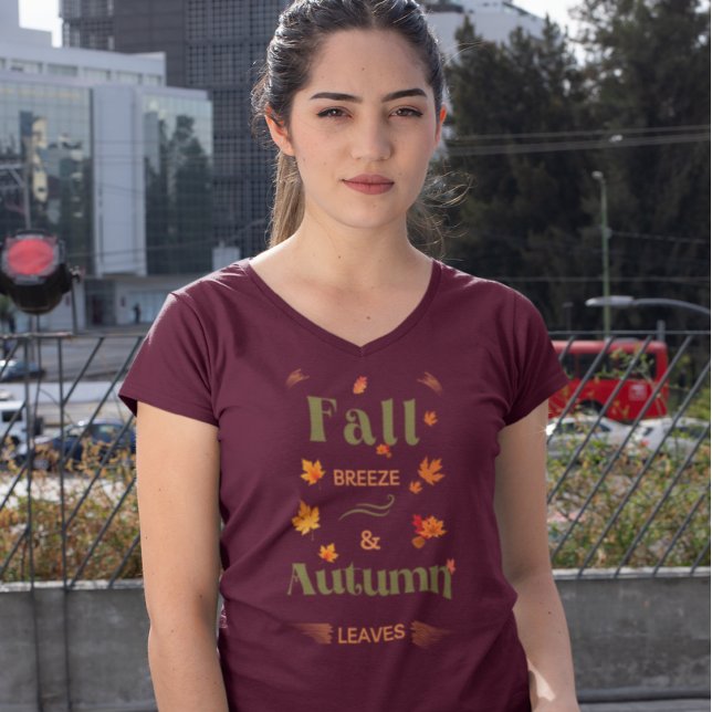Fall Breeze och Höst löv Design T Shirt (Skapare uppladdad)