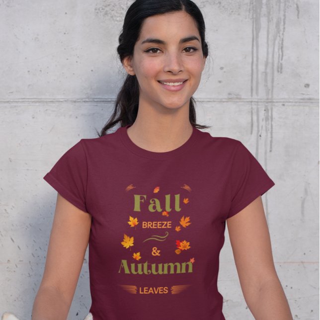 Fall Breeze och Höst löv Design T Shirt (Skapare uppladdad)