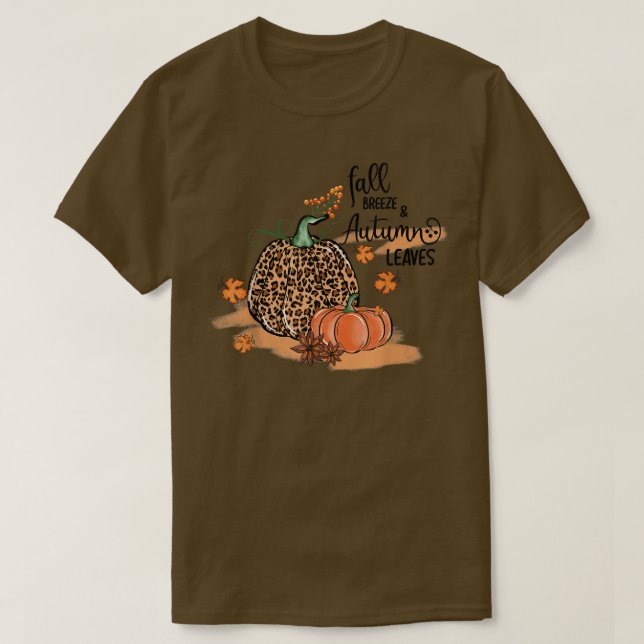 Fall Breeze och Höst löv Tee Pumpkins Top med (Design framsida)