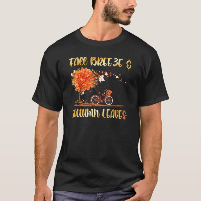 Fall Breeze och Höst löv Träd och Bicycle T Shirt (Framsida)