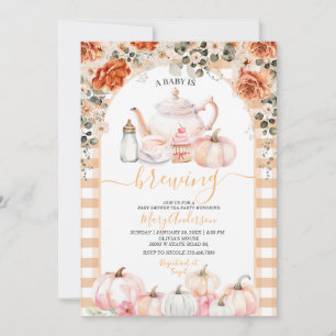 Fall Brev Rosa Blommigt Tea Party Baby Shower Inbjudningar