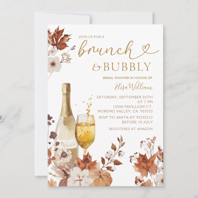 Fall Bridal Brunch & Bubbly Autumn Engagement  Inbjudningar (Framsida)