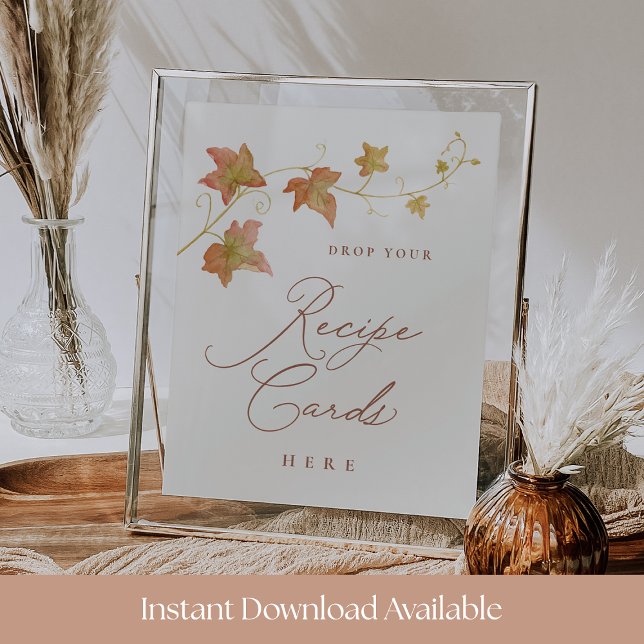 Fall Bridal Shower Recipe Card Drop Printable Sign Poster (Skapare uppladdad)