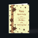 Fall Brother och syster i advokatfirandet Kort<br><div class="desc">Lycklig bröllop-årskort för bror och syster i juridik med höst löv mönster,  och hjärtligt omvänt.</div>