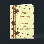 Fall Brother och syster i advokatfirandet Kort<br><div class="desc">Lycklig bröllop-årskort för bror och syster i juridik med höst löv mönster,  och hjärtligt omvänt.</div>