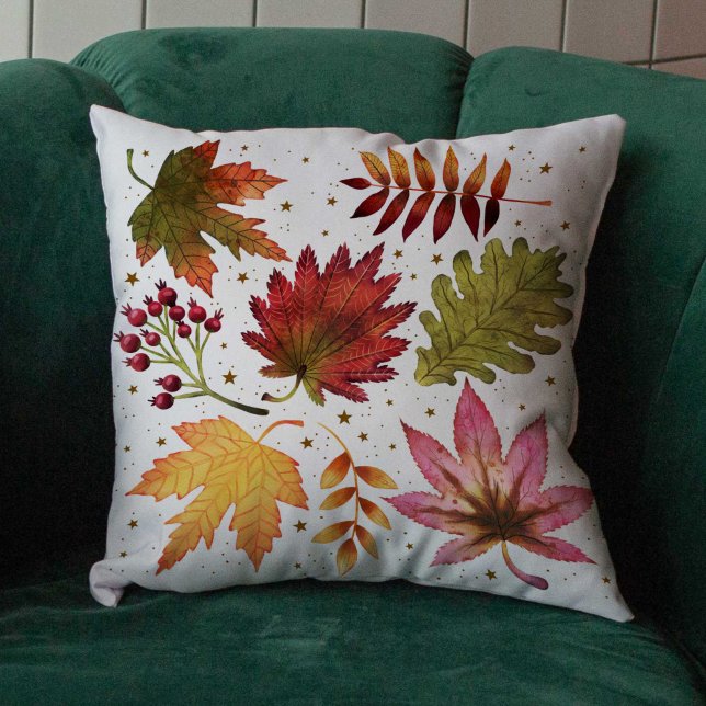 Fall Brown Höst löv Harvest Mönster Kudde (Fall Brown Autumn Leaves Harvest Pattern Throw Pillow)
