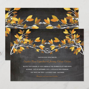 Fall Brown Known Kärlek Träd Chalkboard Bröllop Inbjudningar