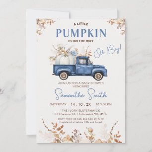 Fall Brown Wildblommor Pumpkin Lastbil Baby Shower Inbjudningar
