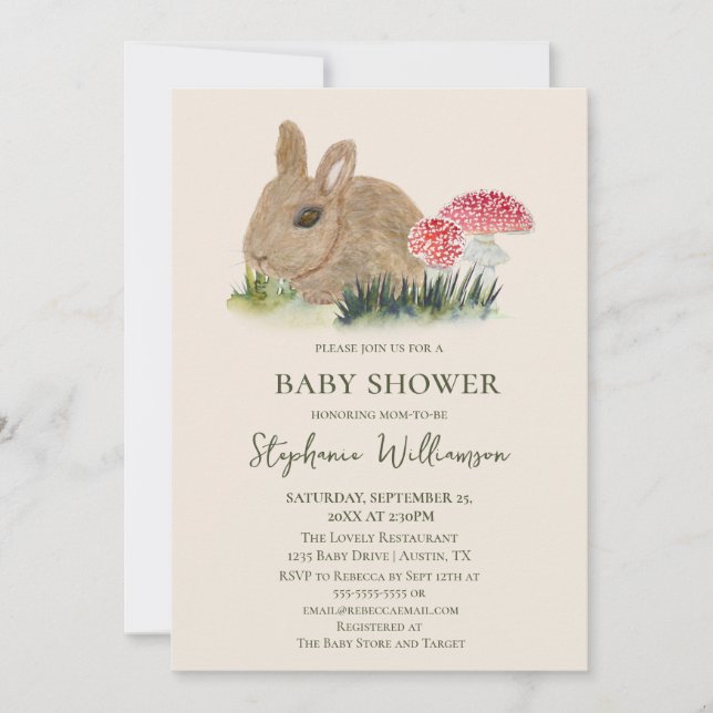 Fall Bunny Woodland Baby Shower | Kärna i stugan Inbjudningar (Framsida)