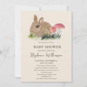Fall Bunny Woodland Baby Shower Kärna i stugan Inbjudningar