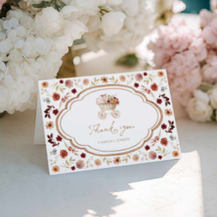 Fall Burgundy Blommigt Baby Shower Tack Kort