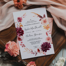 Fall Burgundy Flowers Wand Bröllop