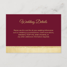 Fall Burgundy Guld Bröllopsdetaljer Inserts Tilläggskort