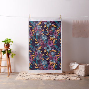 Fall Burgundy Navy Mustard Watercolor Flowers Art Tyg